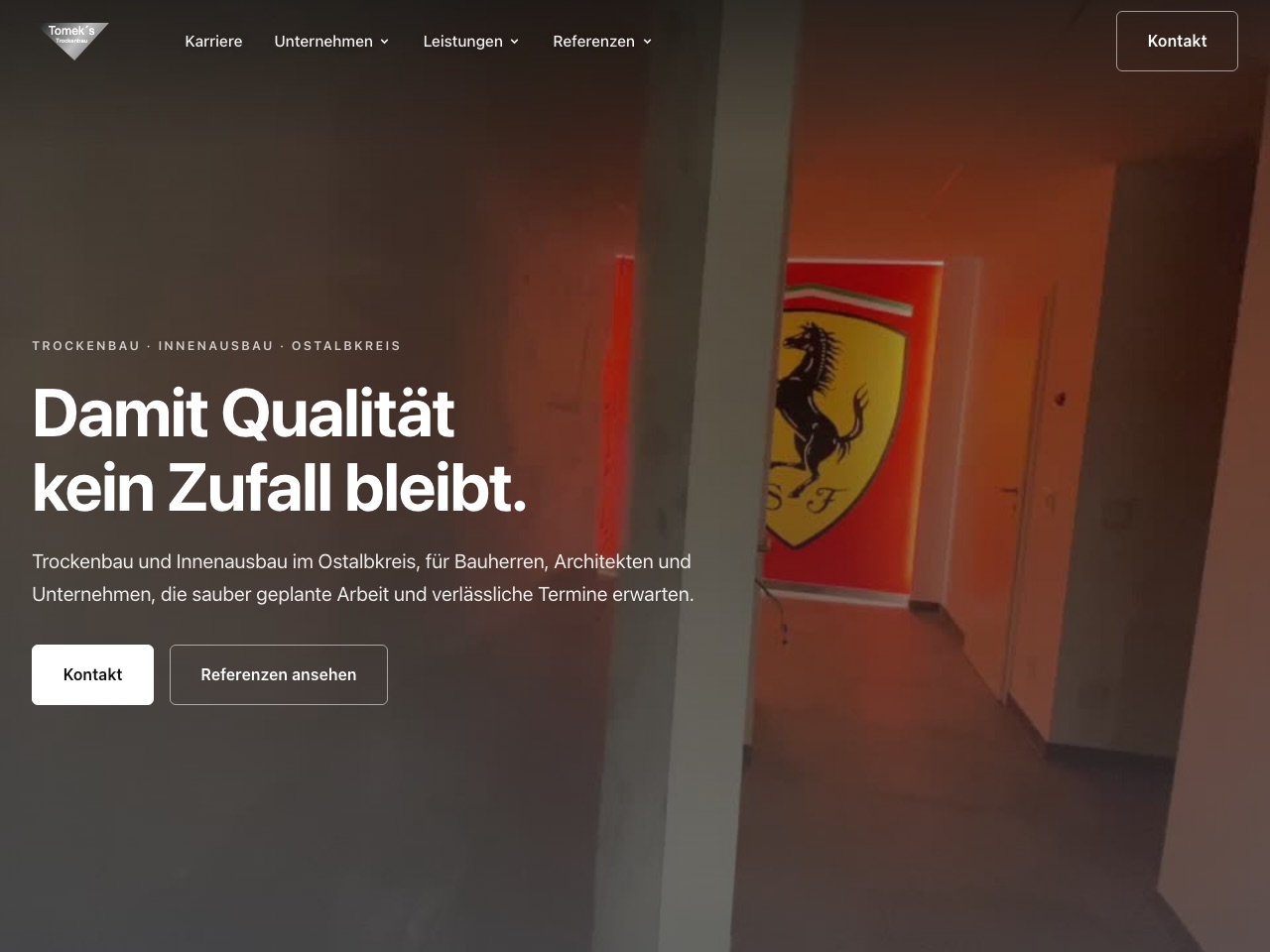 Neue Website von Tomeks Trockenbau